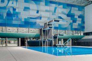 Das Sprungbecken in der Wettkampfschwimmhalle Duna Aréna in Budapest